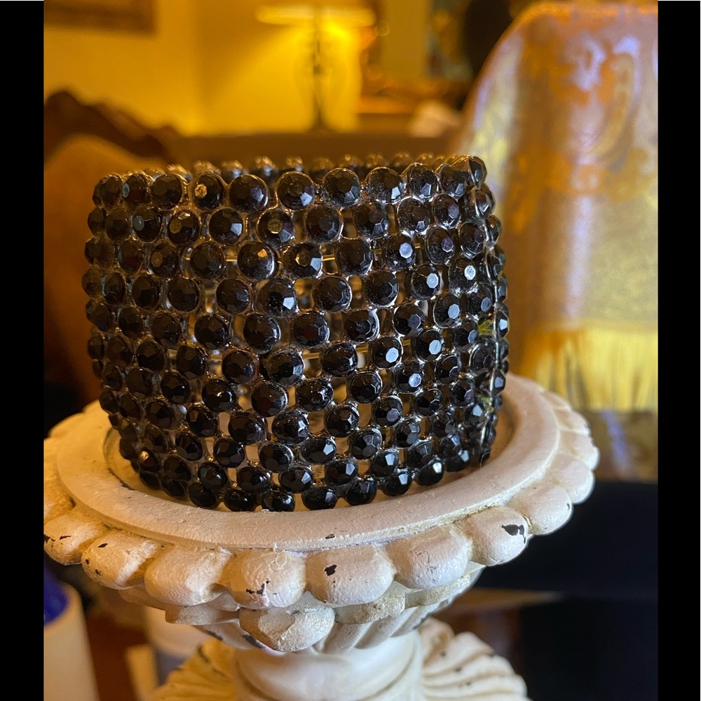 2” wide black crystal bling cuff